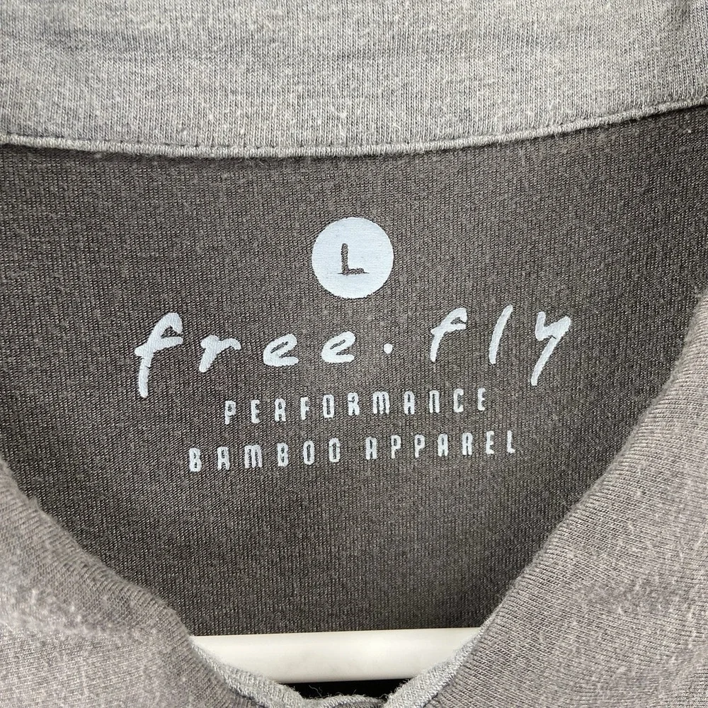 Free Fly Apparel Polo Shirt Mens Large Performance Stretch Gray Bamboo Blend